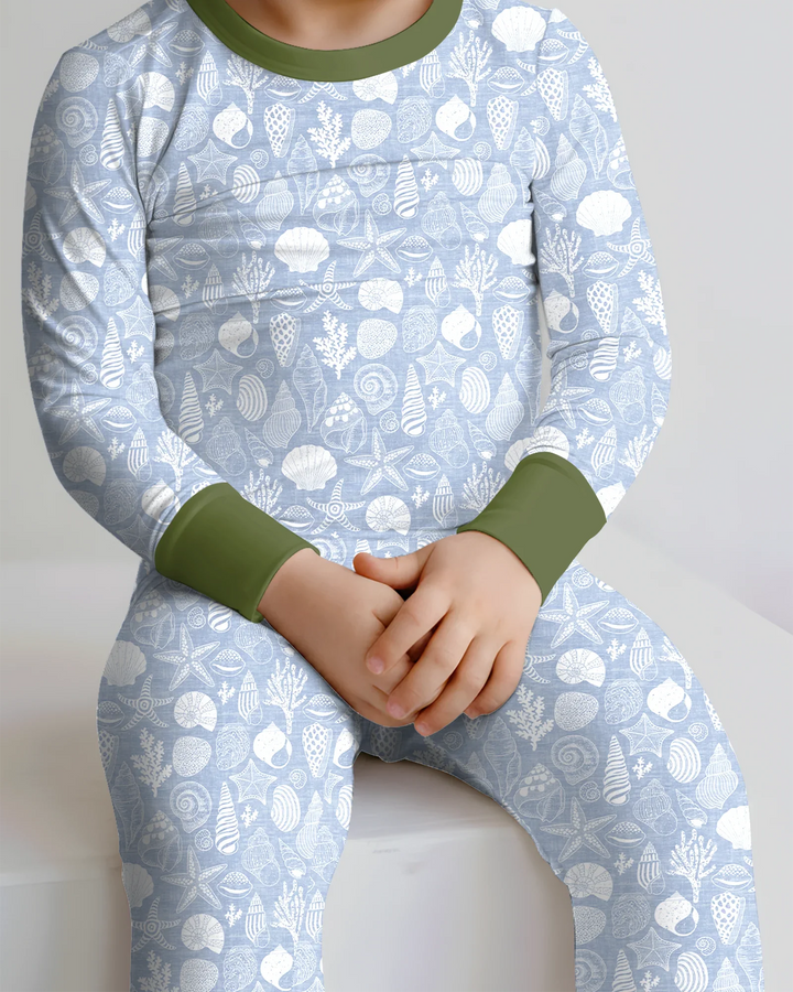 Coastal Treasures Bamboo Two Piece Long Sleeve Pajama Set