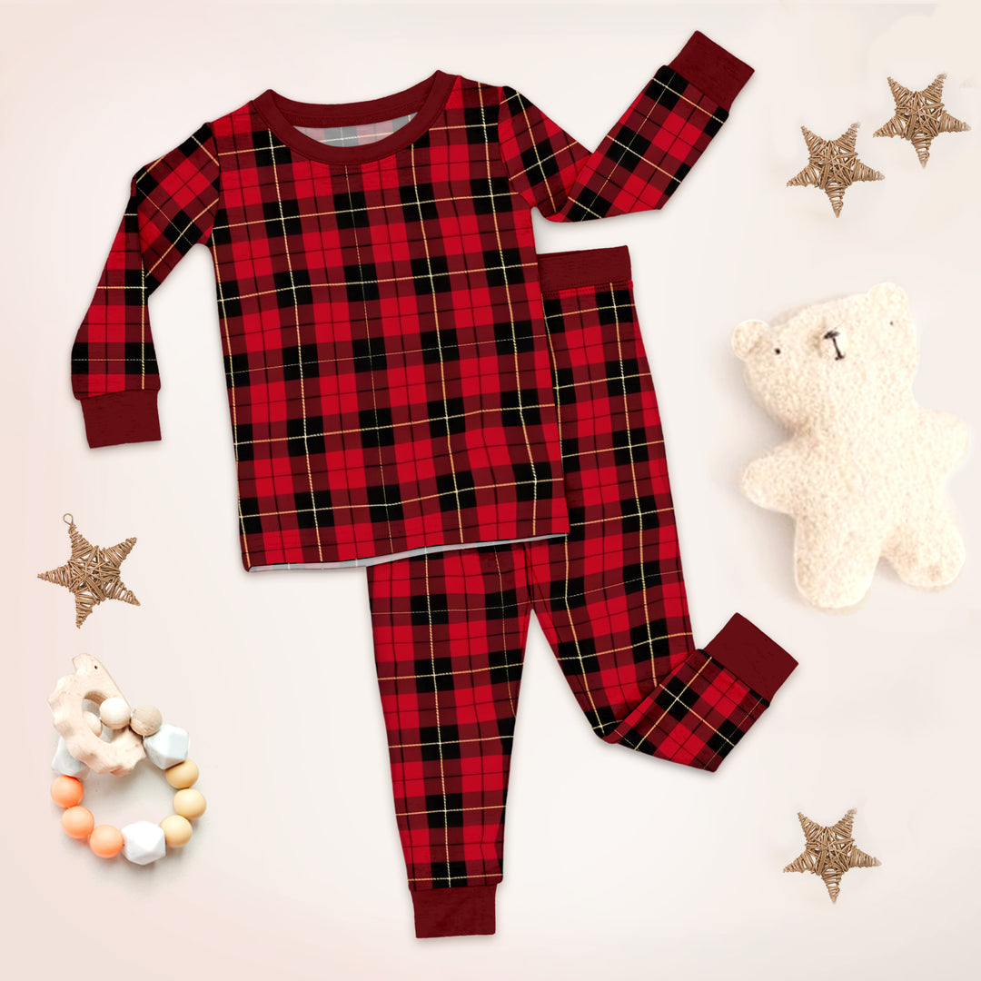 Cozy Bamboo Plaid Pajamas for Toddlers - Soft & Eco-Friendly