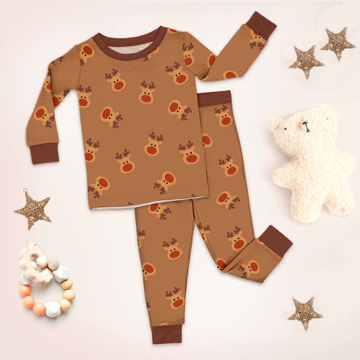 Reindeer Smiles Bamboo Zipper Pajamas for Infants - Warm & Whimsical