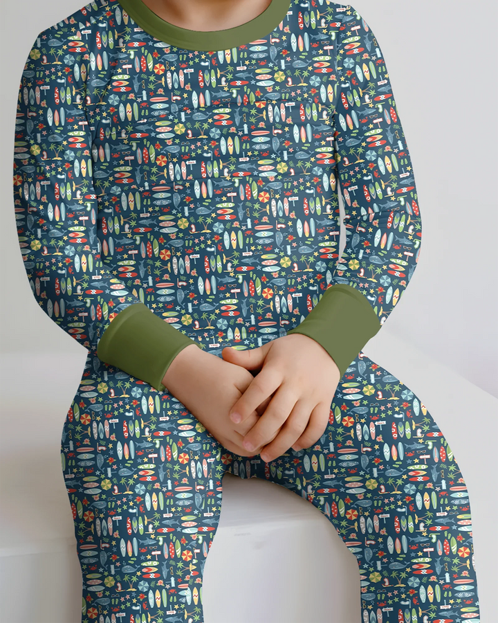 Endless Summer Surf Bamboo Two Piece Long Sleeve Pajama Set