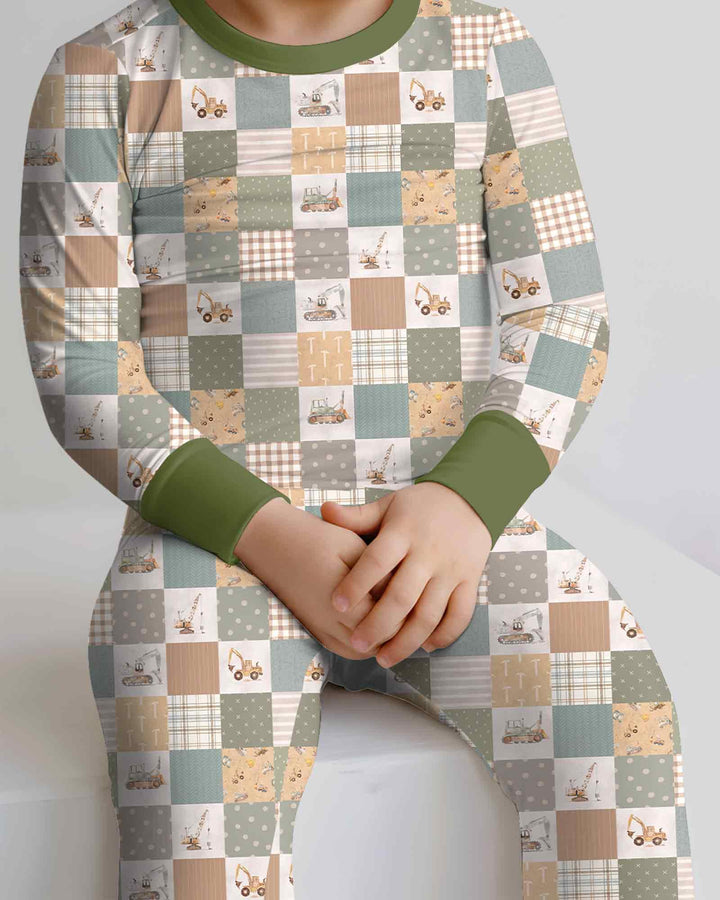Construction Trucks Bamboo Two Piece Long Sleeve Pajama Set