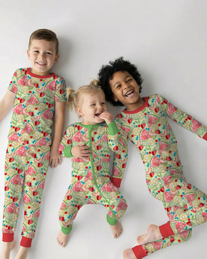 Sweet Summer Fruits Family Matching Bamboo Two Piece Long Sleeve Pajama Set