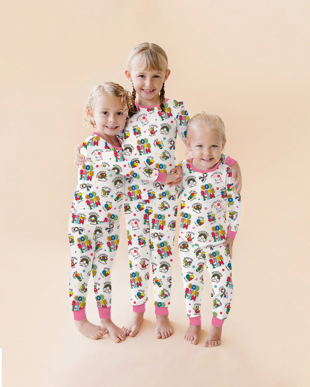 God Says I Am Autism Awareness Bamboo Two Piece Long Sleeve Pajama Set
