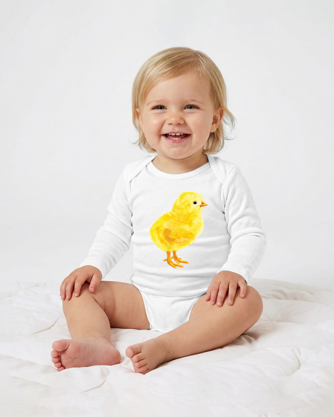 Water Color Baby Chicken Bamboo Bodysuit