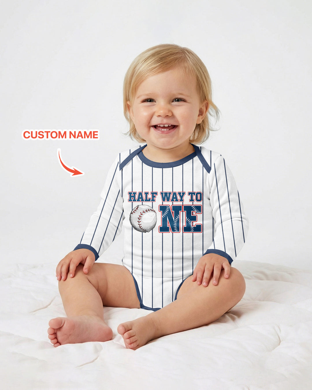 Custom Name Half Way To One Bamboo Bodysuit