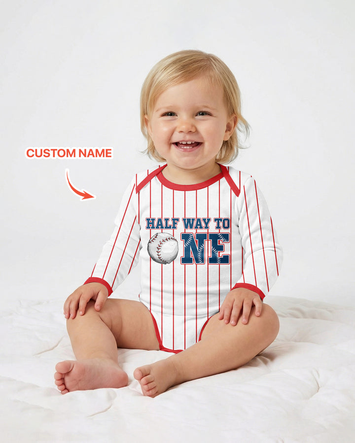 Custom Name Half Way To One Bamboo Bodysuit