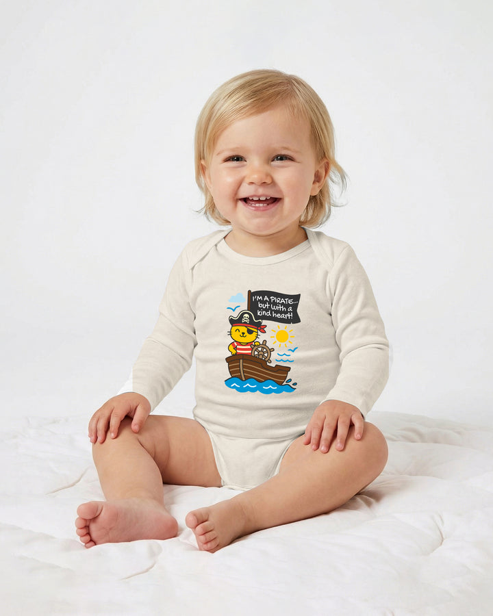 I'm a Pirate with a Kind Heart Cat Baby Bamboo Bodysuit