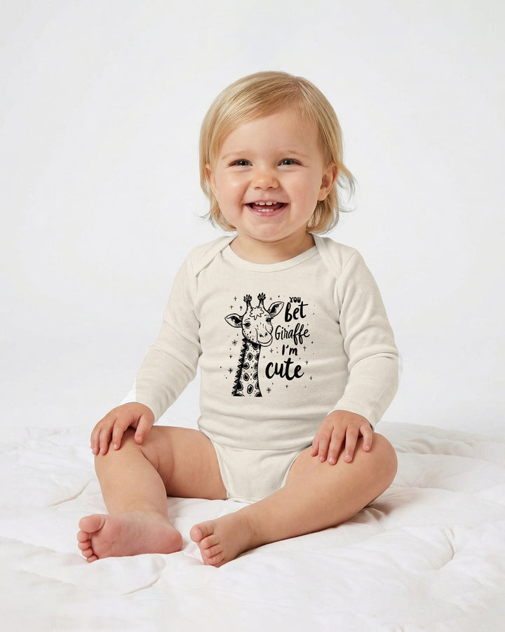 You Bet Giraffe I'm Cute Funny Baby Bamboo Bodysuit