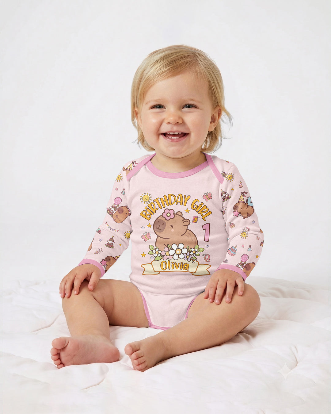 Personalized Capy Birthday Girl Bamboo Bodysuit