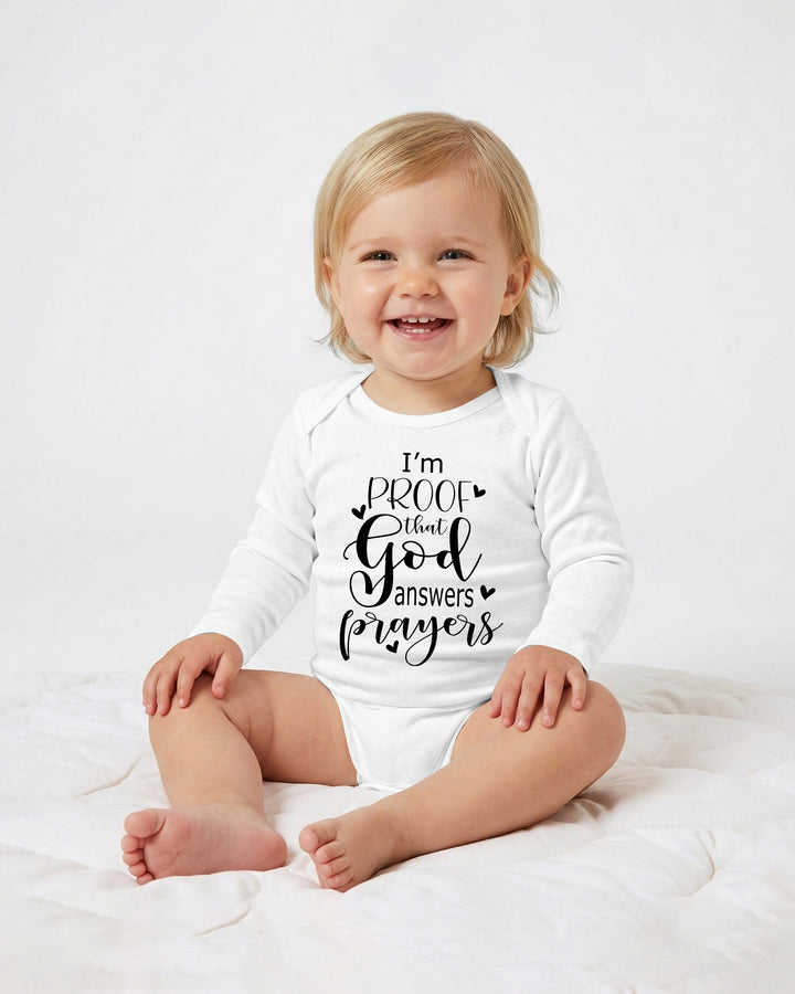 I'm Proof That God Answers Prayers Christian IVF Miracle Baby Bamboo Bodysuit