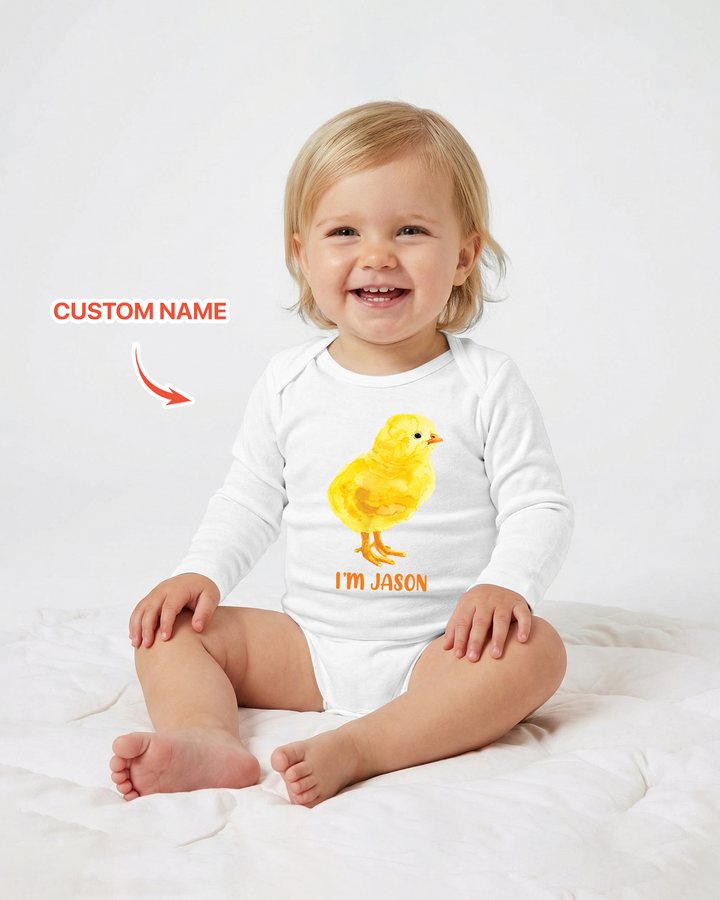 Watter Color Chicken Custom Name Bamboo Bodysuit