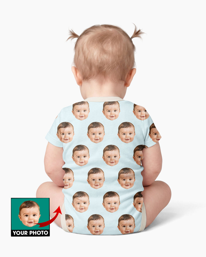 Custom Baby Face Bodysuit, Long/Short Sleeve Baby Romper, All Over Print Newborn Gift