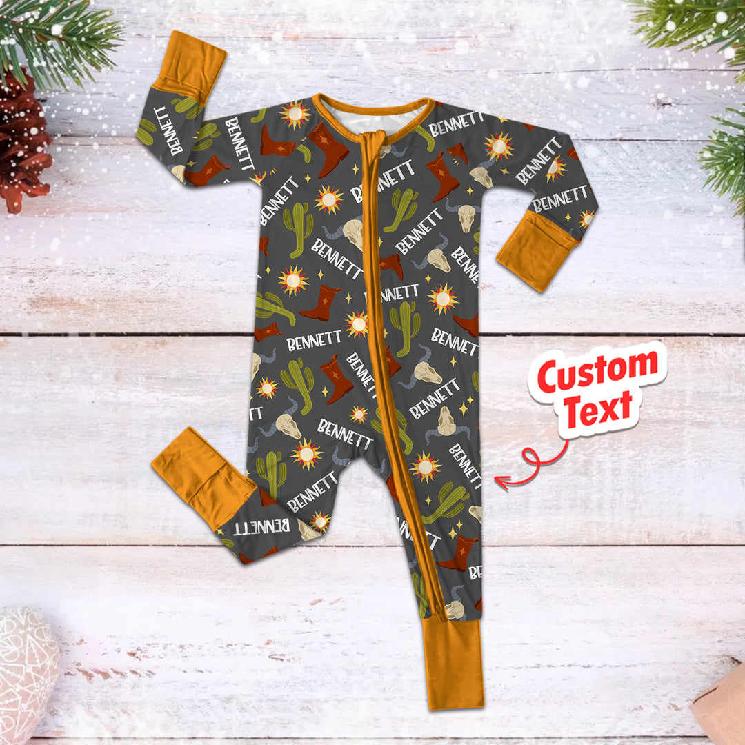 Ready to Rodeo Custom Name Convertible Zippered Romper