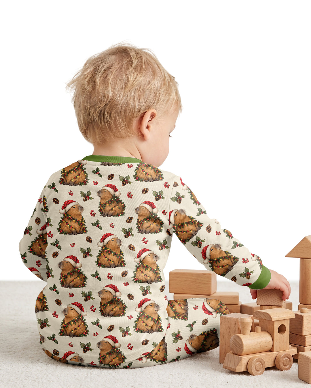 Cozy Christmas Capybara Bamboo Two Piece Long Sleeve Pajama Set