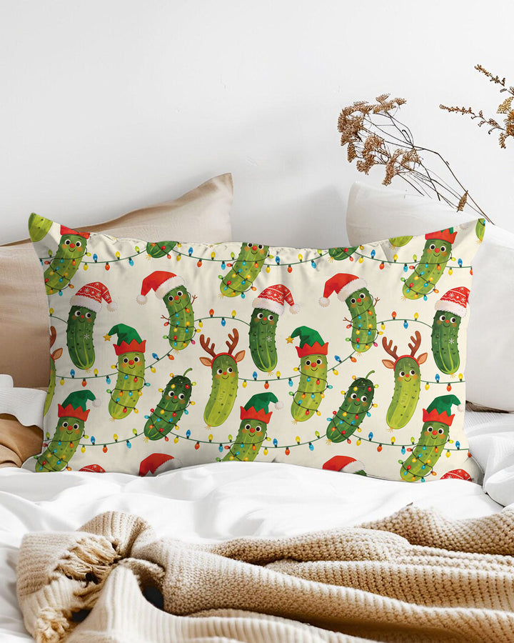 Cheerful Christmas Pickle Bamboo Pillow Case