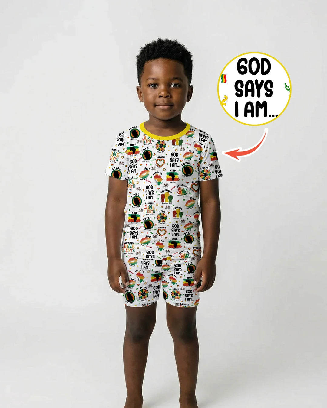 God Says I Am Juneteenth Bamboo Two Piece Short Sleeve Shorts Pajama Set