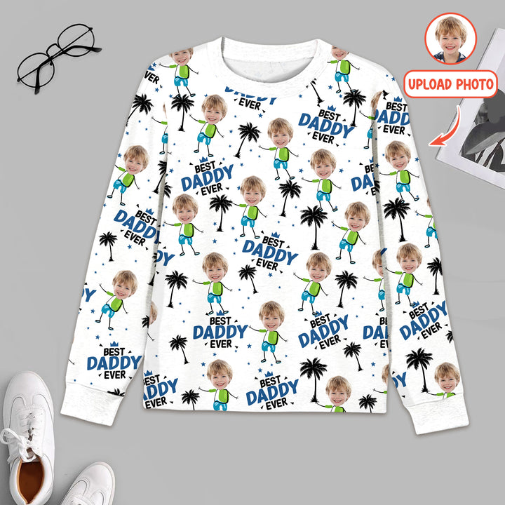 Custom Photo Best Dad Grandpa Ever Men's Pajama Set For Christmas