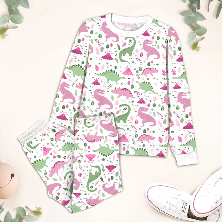 Pastel Paradise Dinosaur Pajamas for Kids - Playful & Soft