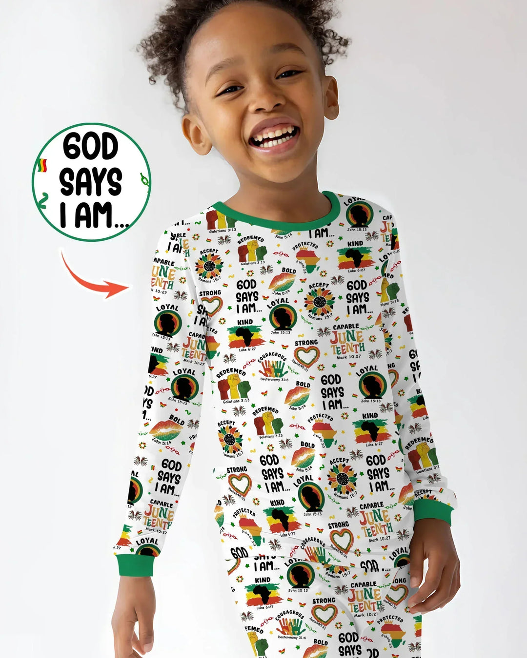 God Says I Am Juneteenth Bamboo Two Piece Long Sleeve Pajama Set