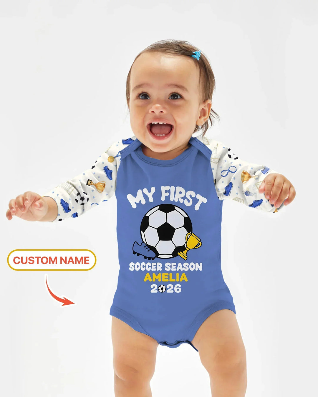 Custom Name My First Soccer Season Bamboo Bodysuit