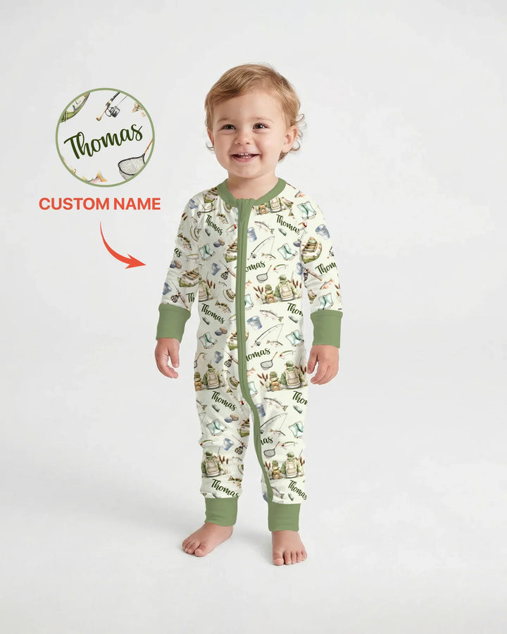 Custom Name Fishing Day Daddy & Me Matching Bamboo Convertible Zippy