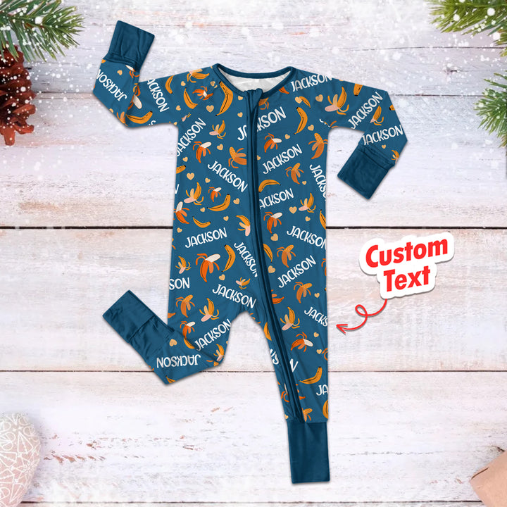 Bananas Custom Name Convertible Zippered Romper