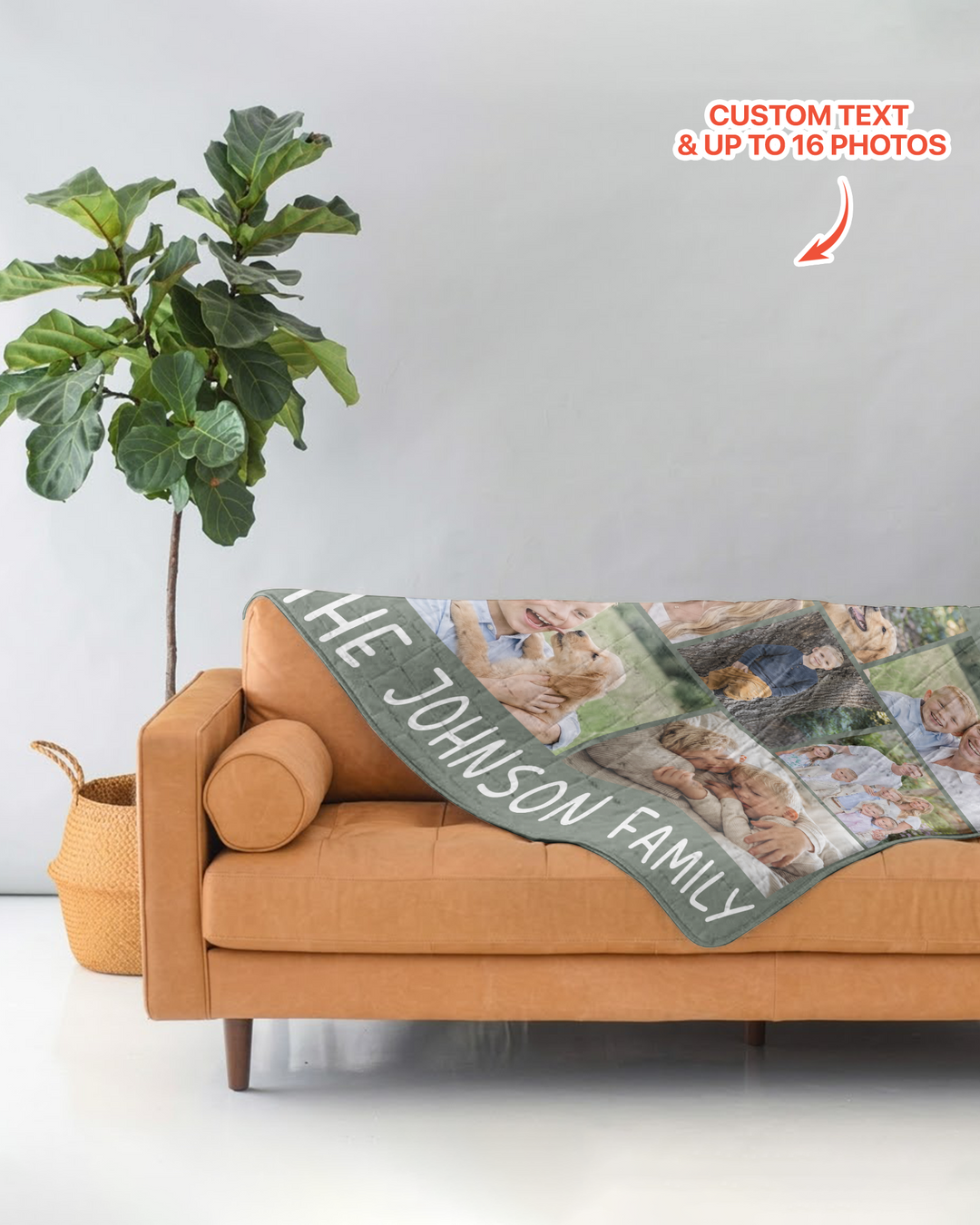 Custom Photo Collage Family Bamboo Quilt Blanket