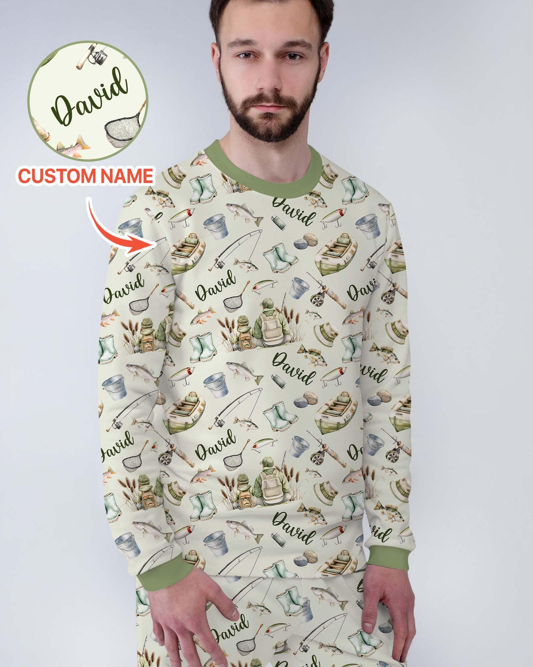 Custom Name Fishing Day Daddy & Me Matching Bamboo Men's Pajama Set