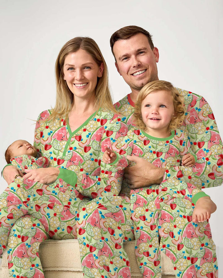 Schlafanzugset aus Bambus mit süßen Sommerfrüchten für die Familie im Partnerlook – Damen