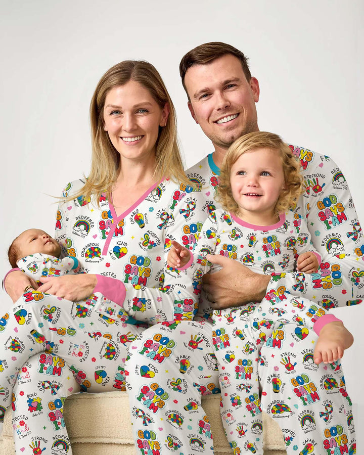 God Says I Am Autism Awareness Bamboo Two Piece Long Sleeve Pajama Set