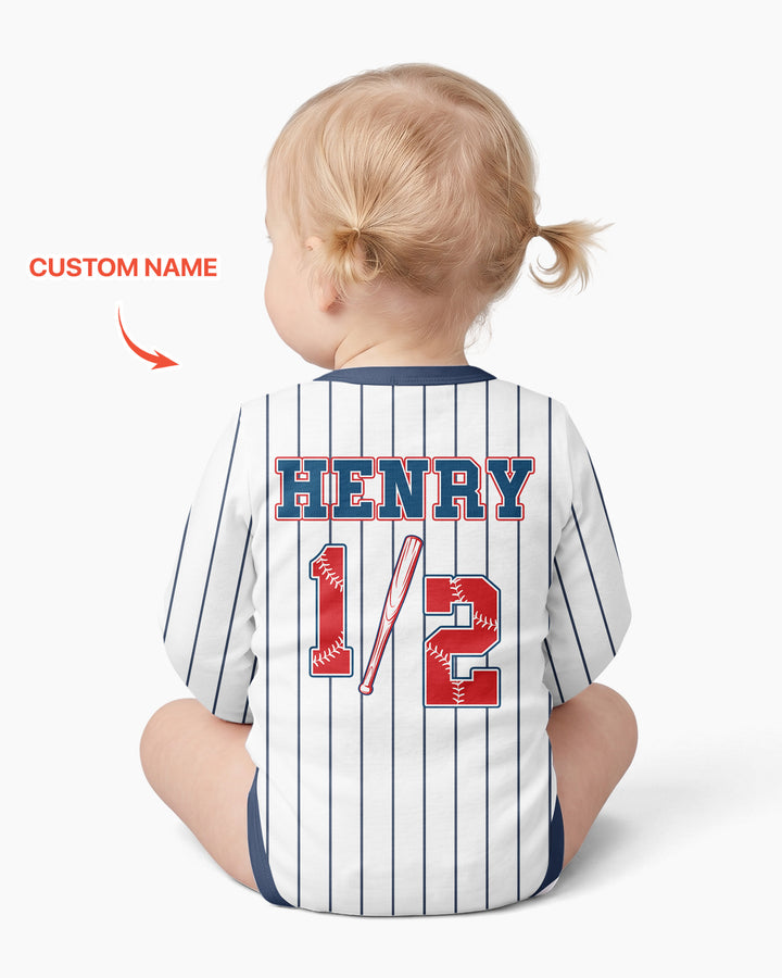Custom Name Half Way To One Bamboo Bodysuit