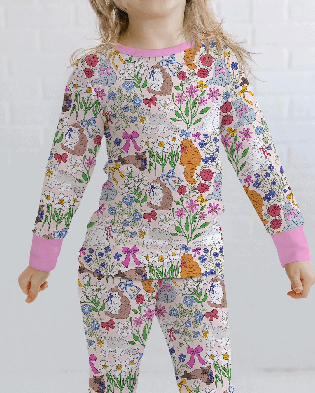 The Garden Cattery Mommy & Me Matching Bamboo Two Piece Long Sleeve Pajama Set