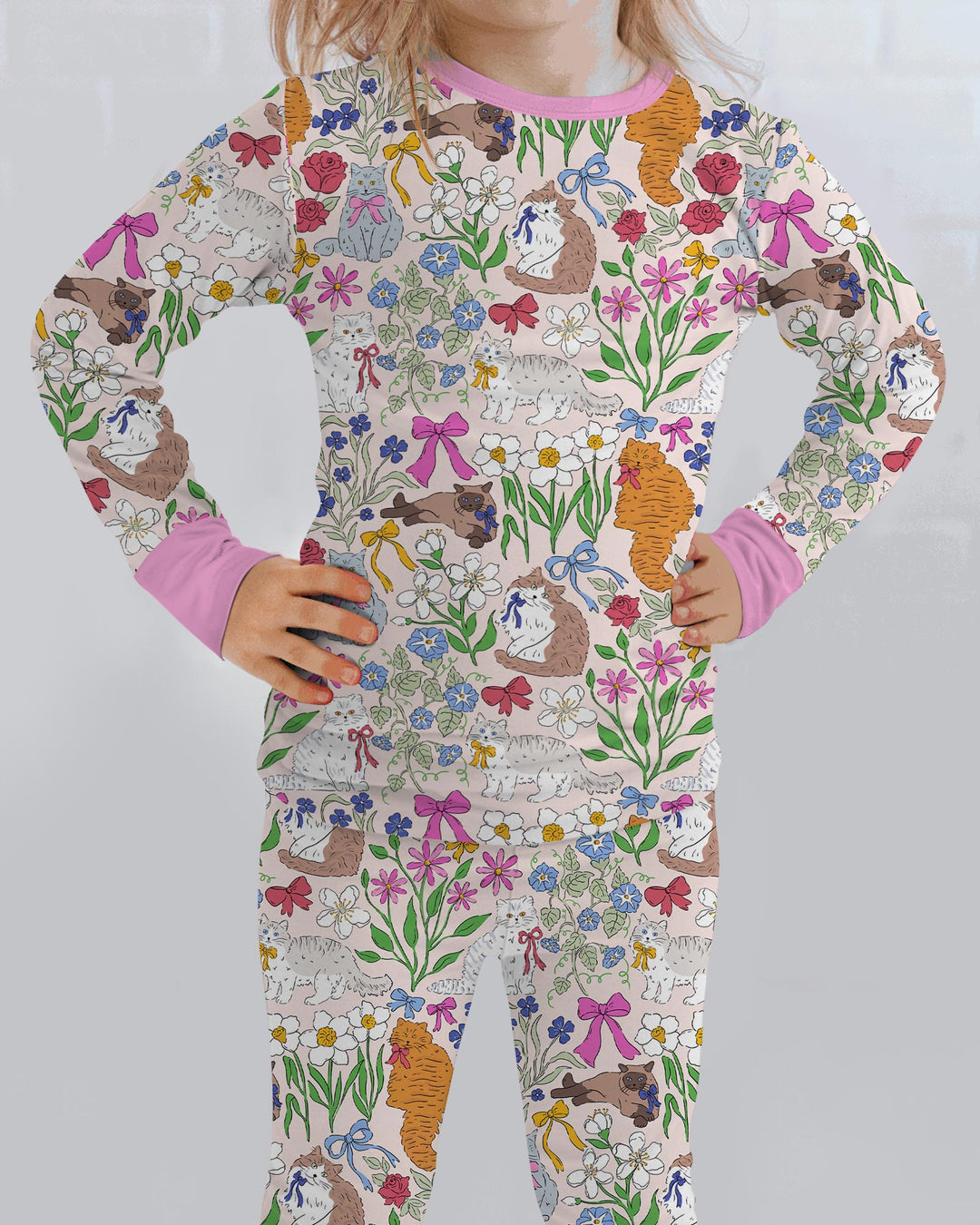 The Garden Cattery Mommy & Me Matching Bamboo Two Piece Long Sleeve Pajama Set