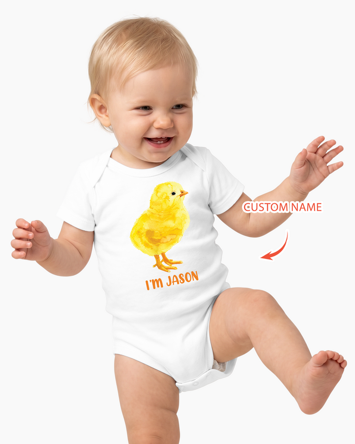 Watter Color Chicken Custom Name Bamboo Bodysuit