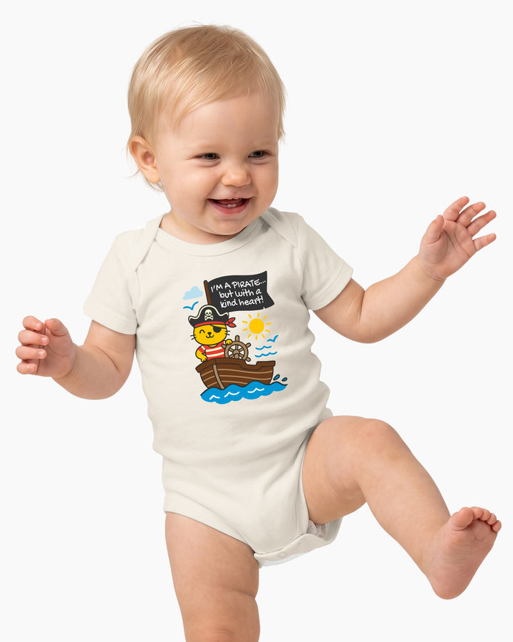I'm a Pirate with a Kind Heart Cat Baby Bamboo Bodysuit