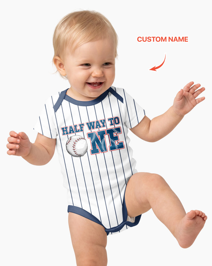 Custom Name Half Way To One Bamboo Bodysuit