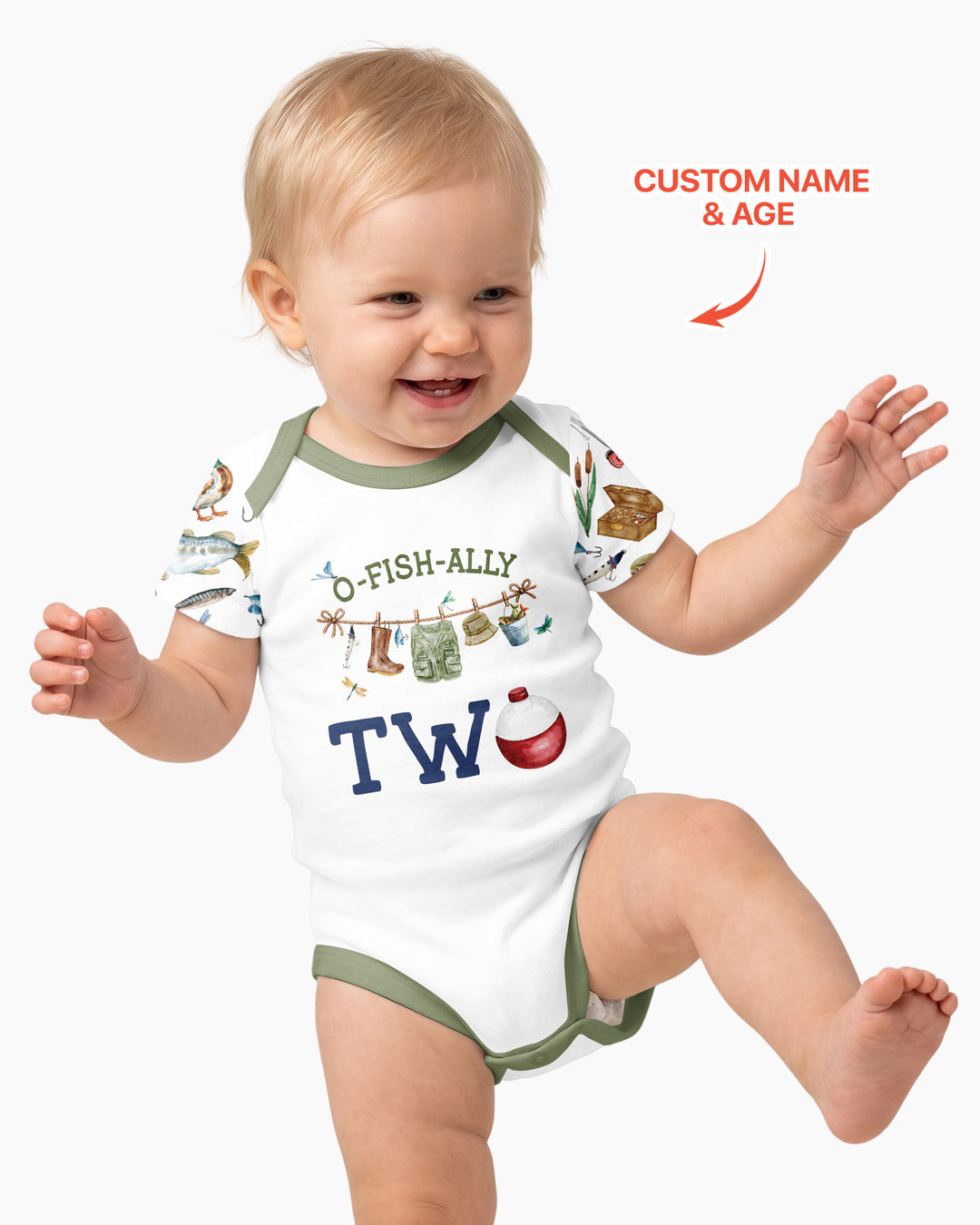 O-Fish-Ally Birthday – Personalized Name & Age Bamboo Bodysuit