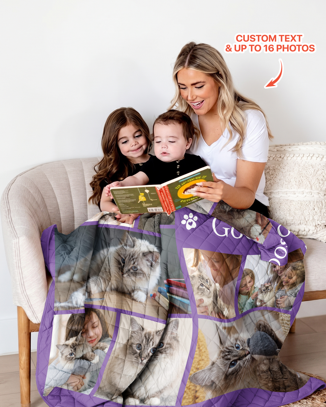 Custom Pet Photo Collage Bamboo Quilt Blanket