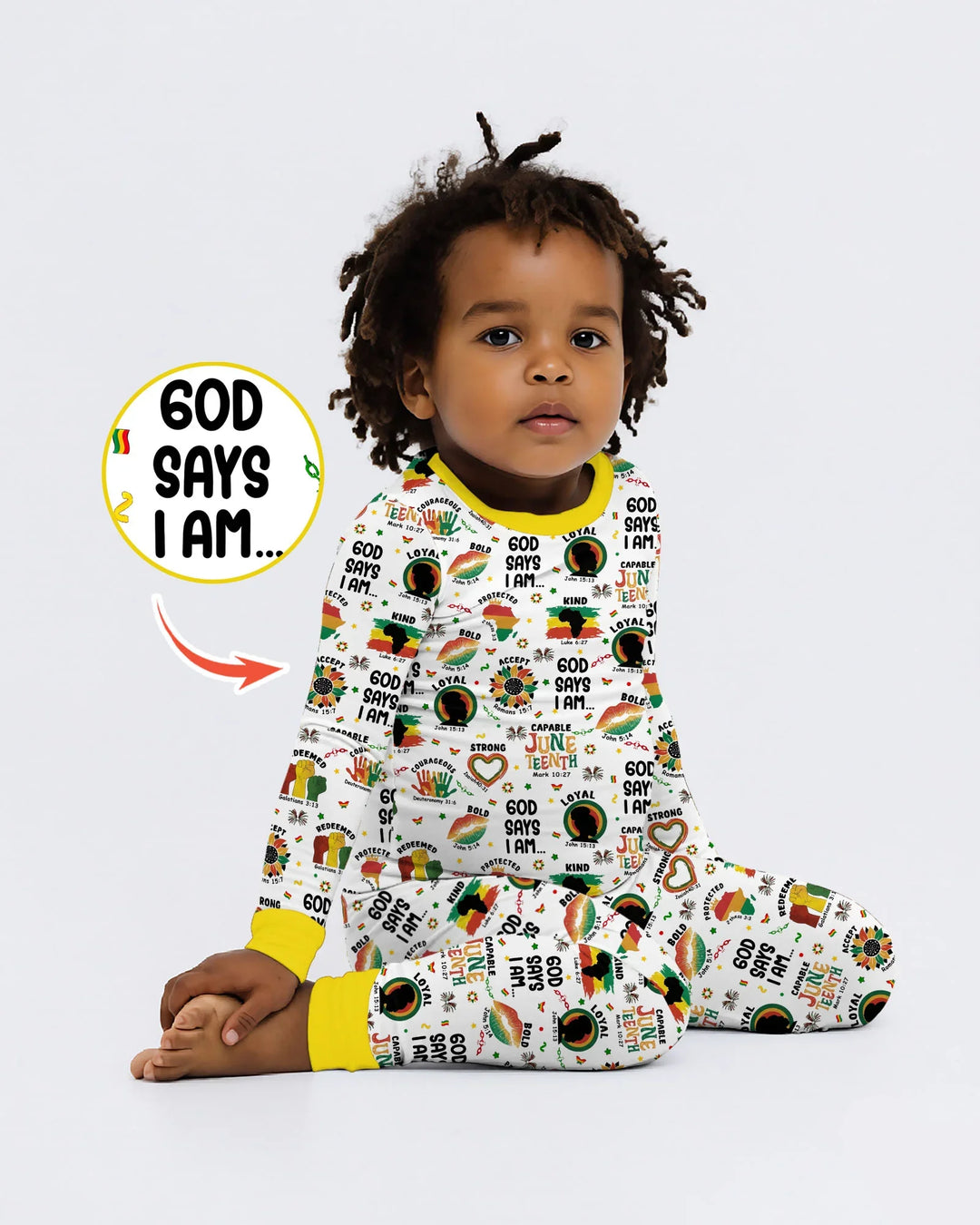 God Says I Am Juneteenth Bamboo Two Piece Long Sleeve Pajama Set