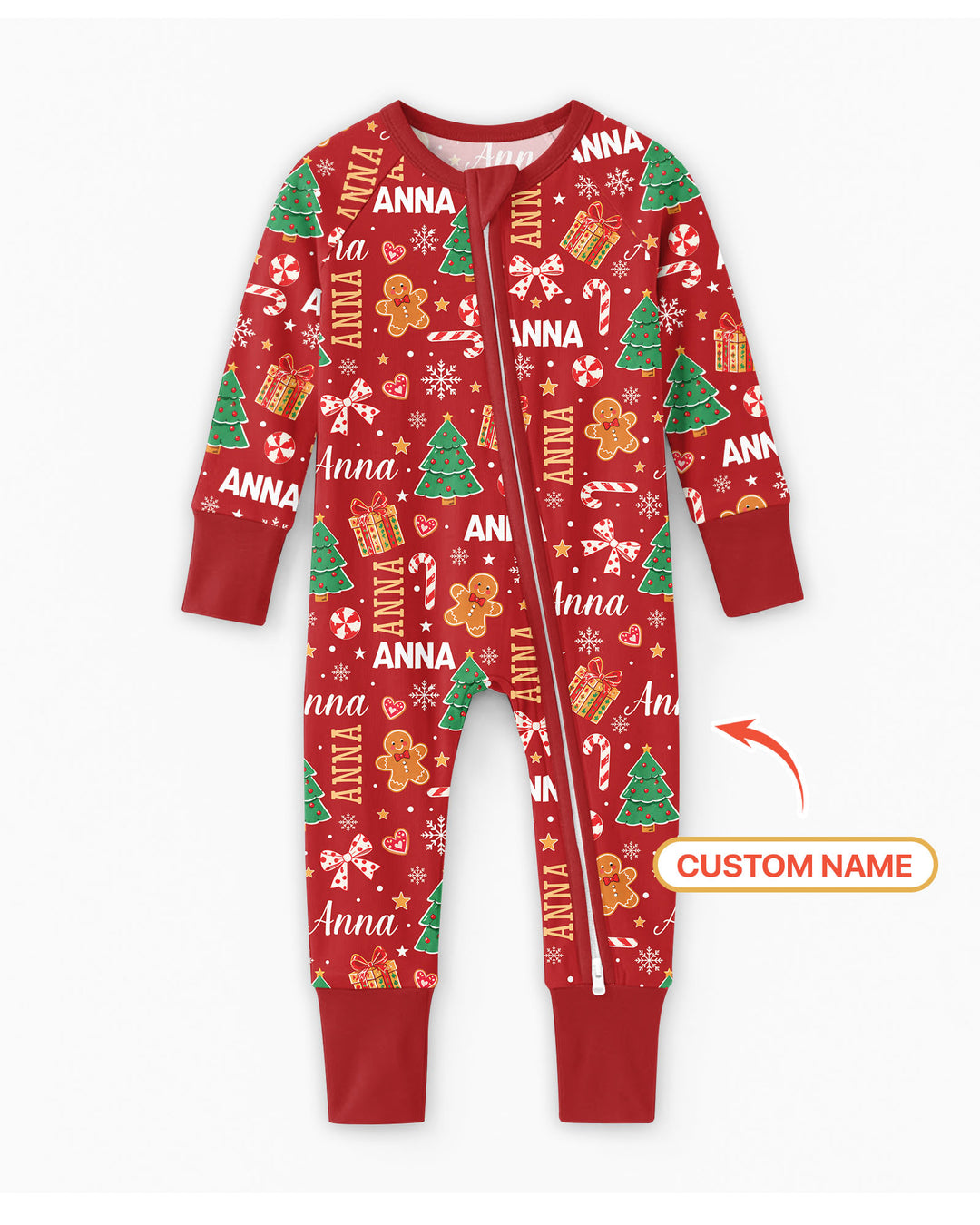 Custom Name Christmas Crew Family Matching Bamboo Convertible Zippy
