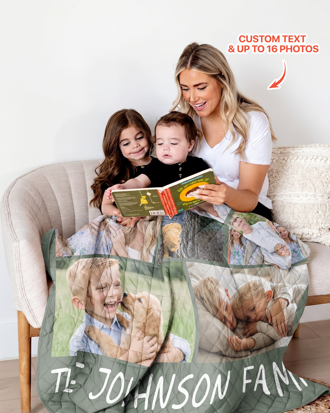 Custom Photo Collage Family Bamboo Quilt Blanket