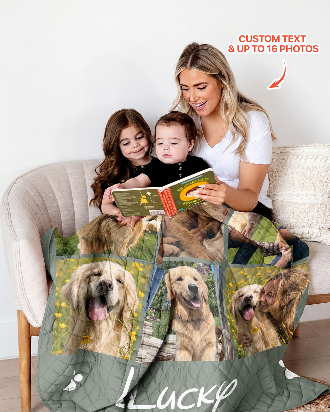 Custom Pet Photo Collage Bamboo Quilt Blanket