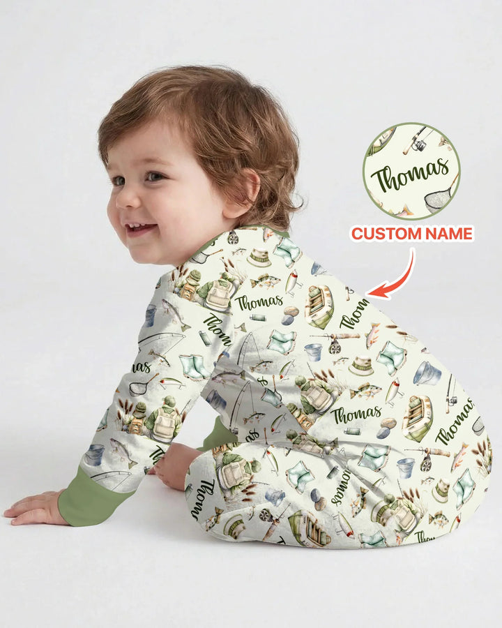 Custom Name Fishing Day Daddy & Me Matching Bamboo Convertible Zippy