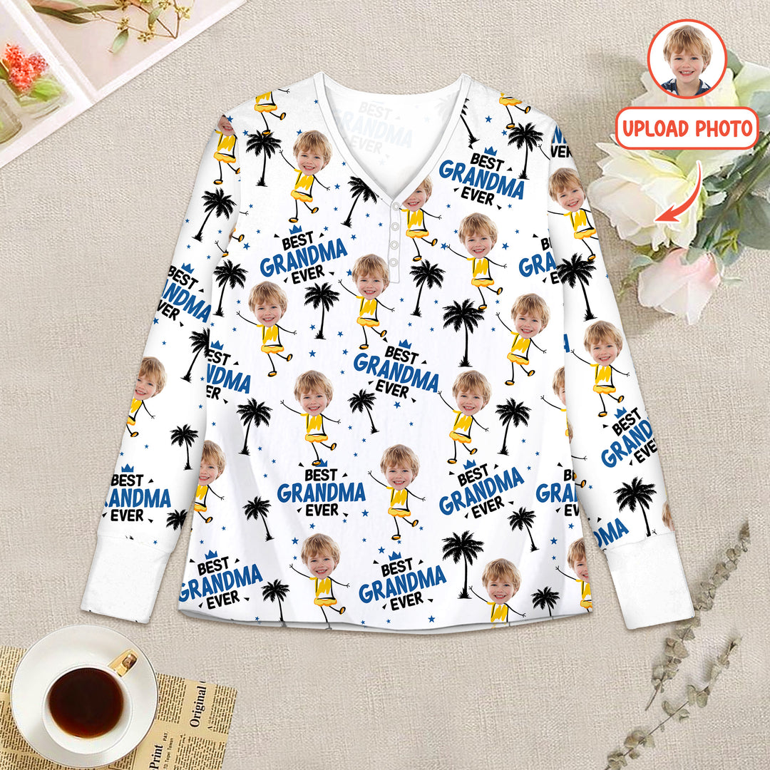 Custom Photo Best Mom Nana Ever Women Pajama Set For Christmas