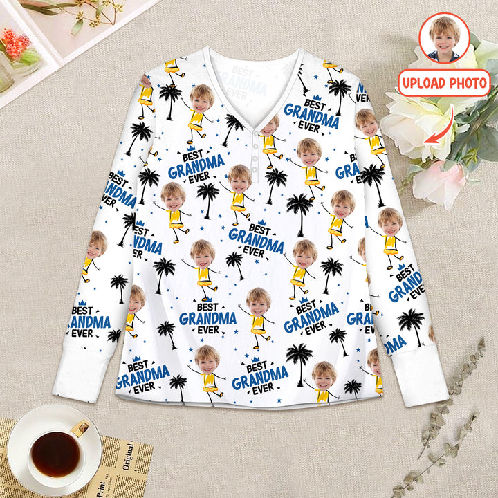 Custom Photo Best Mom Nana Ever Women Pajama Set For Christmas