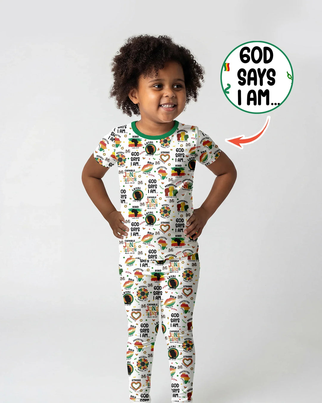 God Says I Am Juneteenth Bamboo Two Piece Short Sleeve Pajama Set