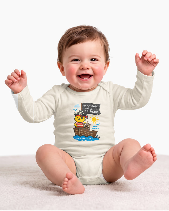 I'm a Pirate with a Kind Heart Cat Baby Bamboo Bodysuit