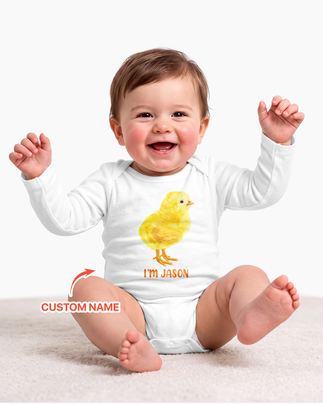 Watter Color Chicken Custom Name Bamboo Bodysuit