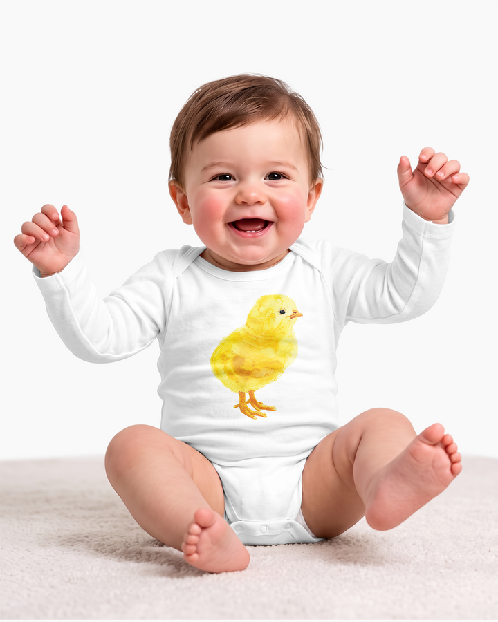 Water Color Baby Chicken Bamboo Bodysuit