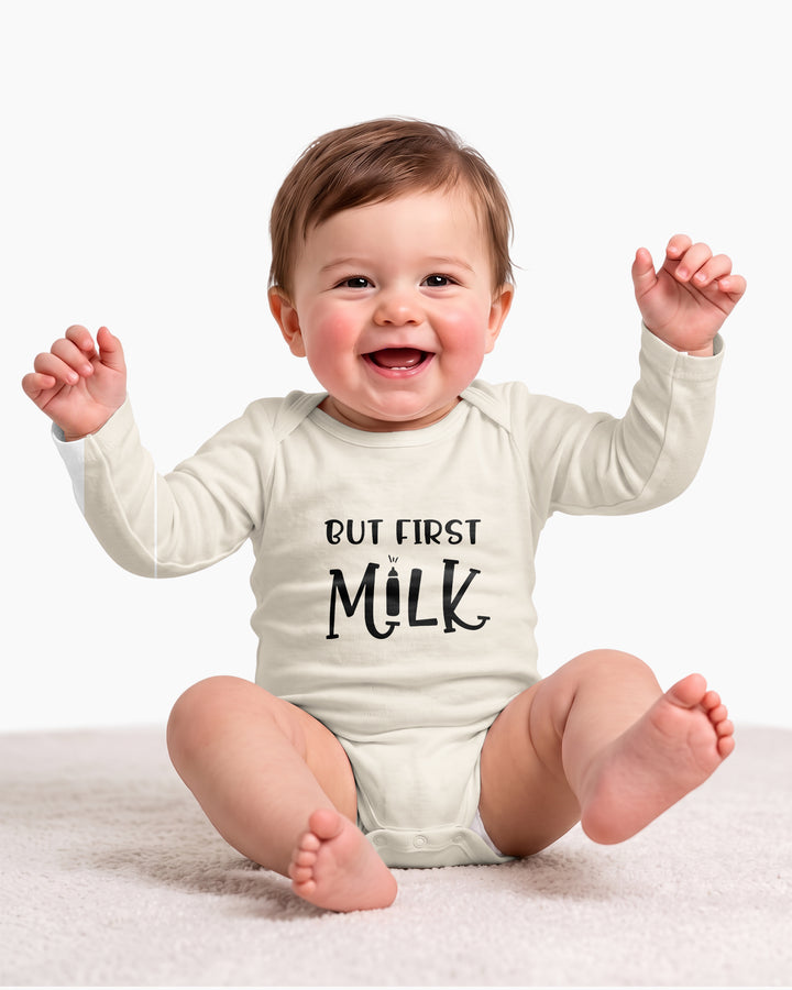 But First Milk Funny Baby Bamboo Bodysuit